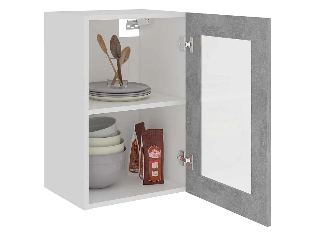 Vitrine suspendue "Lyon" Gris béton 40 x 31 x 60 cm Bois d'ingénierie