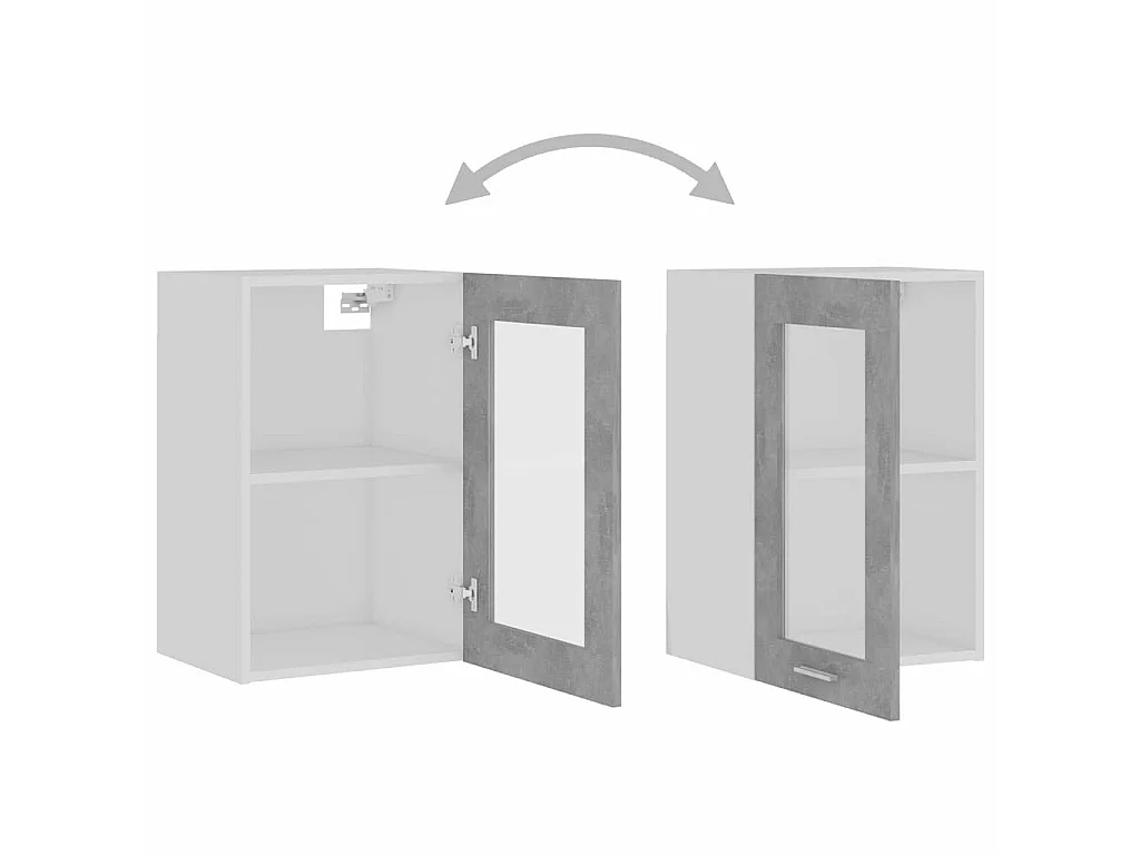 Vitrine suspendue "Lyon" Gris béton 40 x 31 x 60 cm Bois d'ingénierie