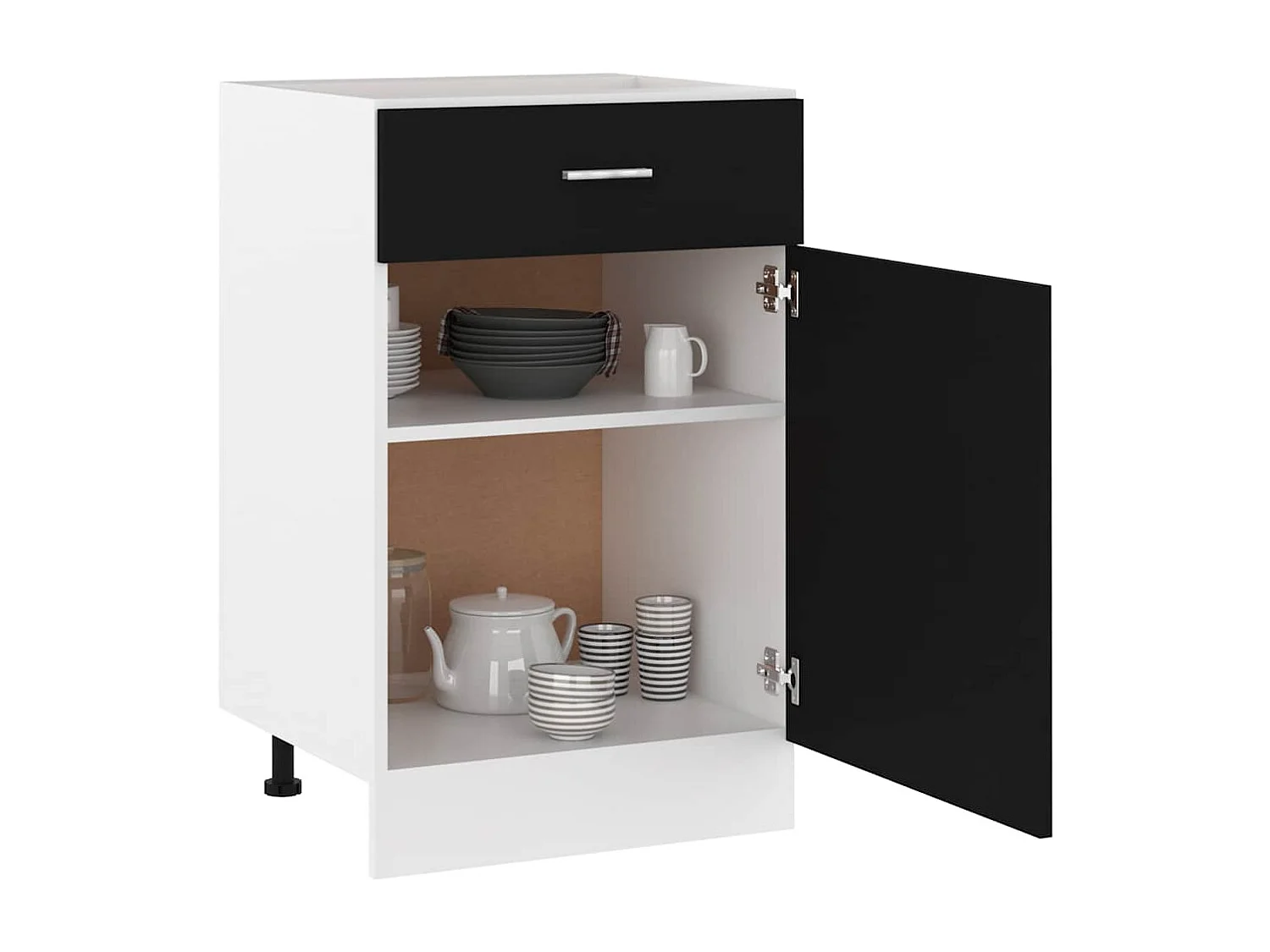Onderkast met lade Lyon 50x46x81,5 cm bewerkt hout zwart