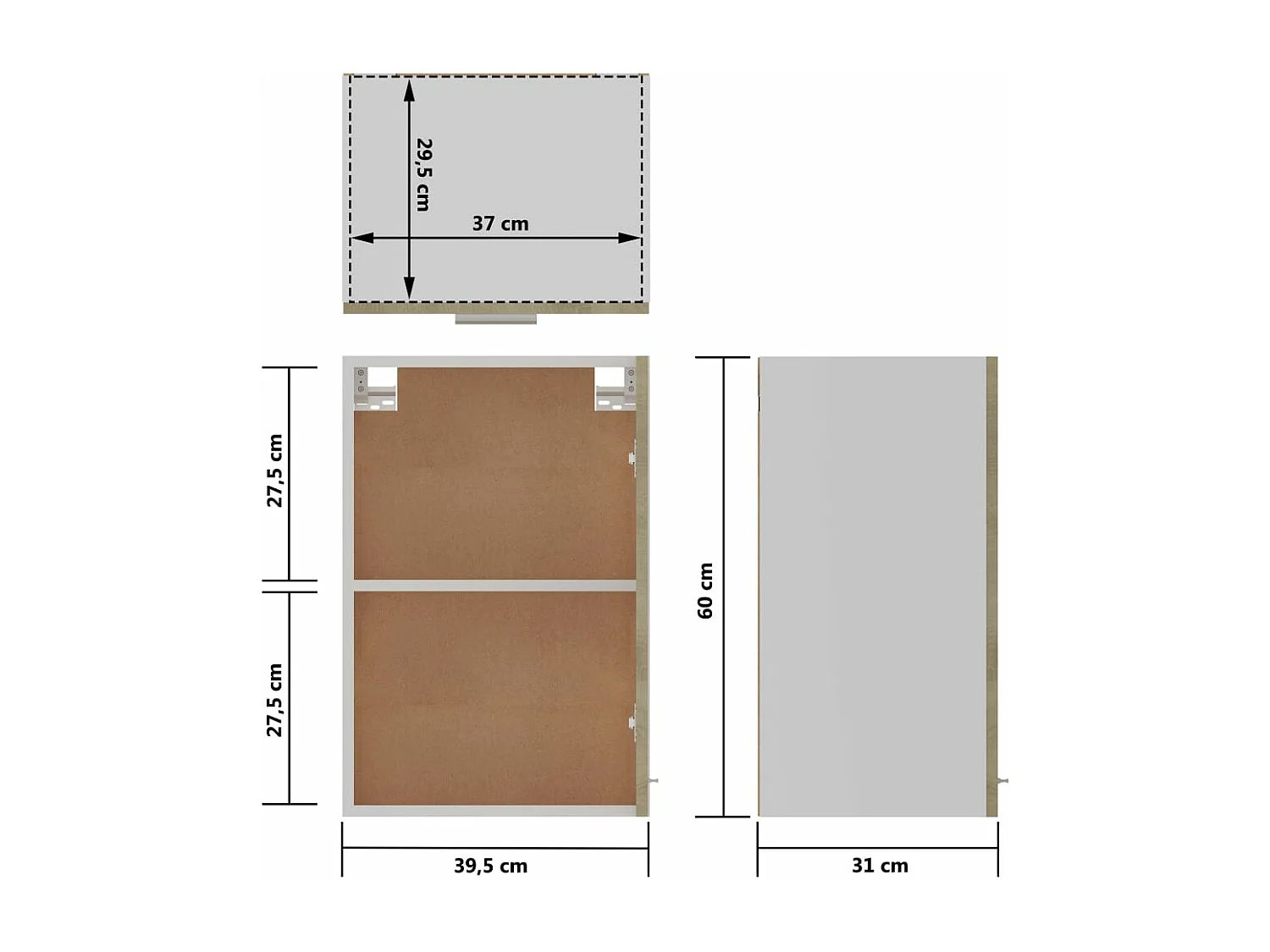 Hangkast Lyon 39,5x31x60 cm bewerkt hout sonoma eikenkleurig