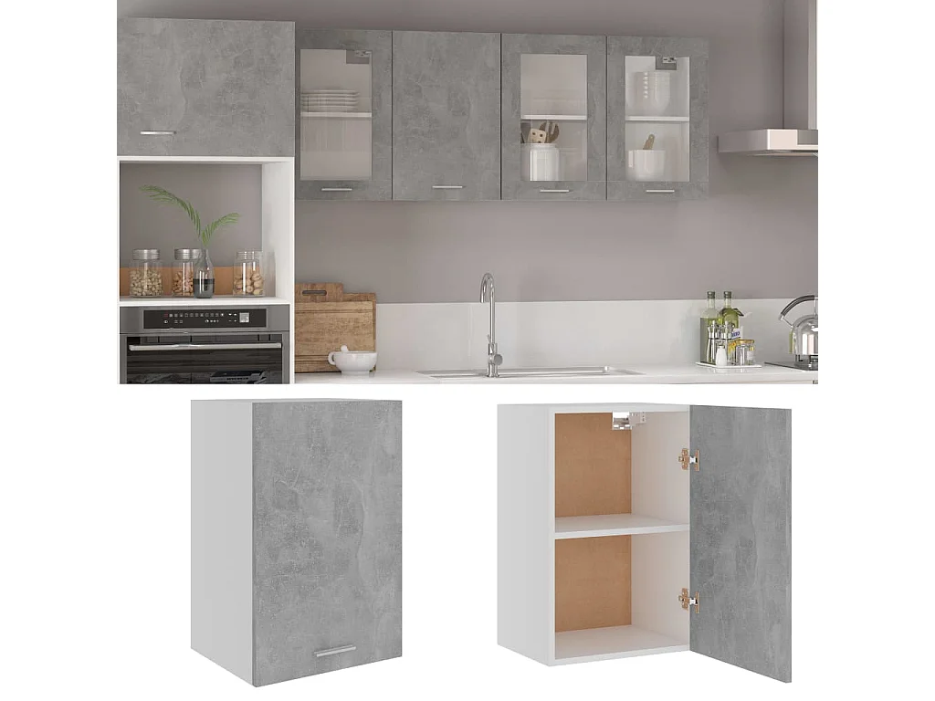 Armoire suspendue "Lyon" Gris béton 39,5 x 31 x 60 cm Bois d'ingénierie