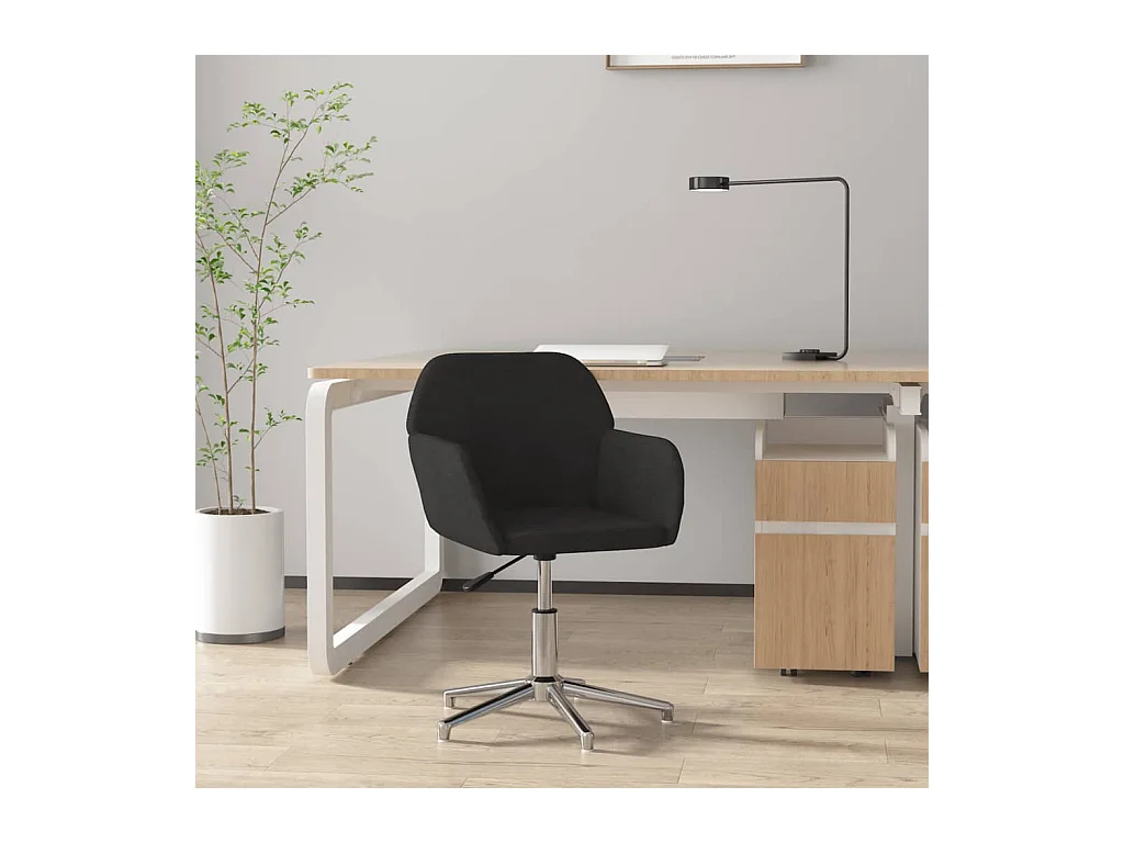 Chaise pivotante de bureau Noir Tissu