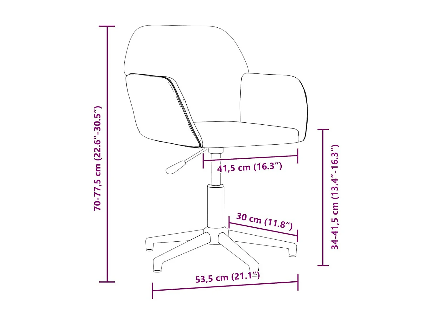 Chaise pivotante de bureau Noir Tissu