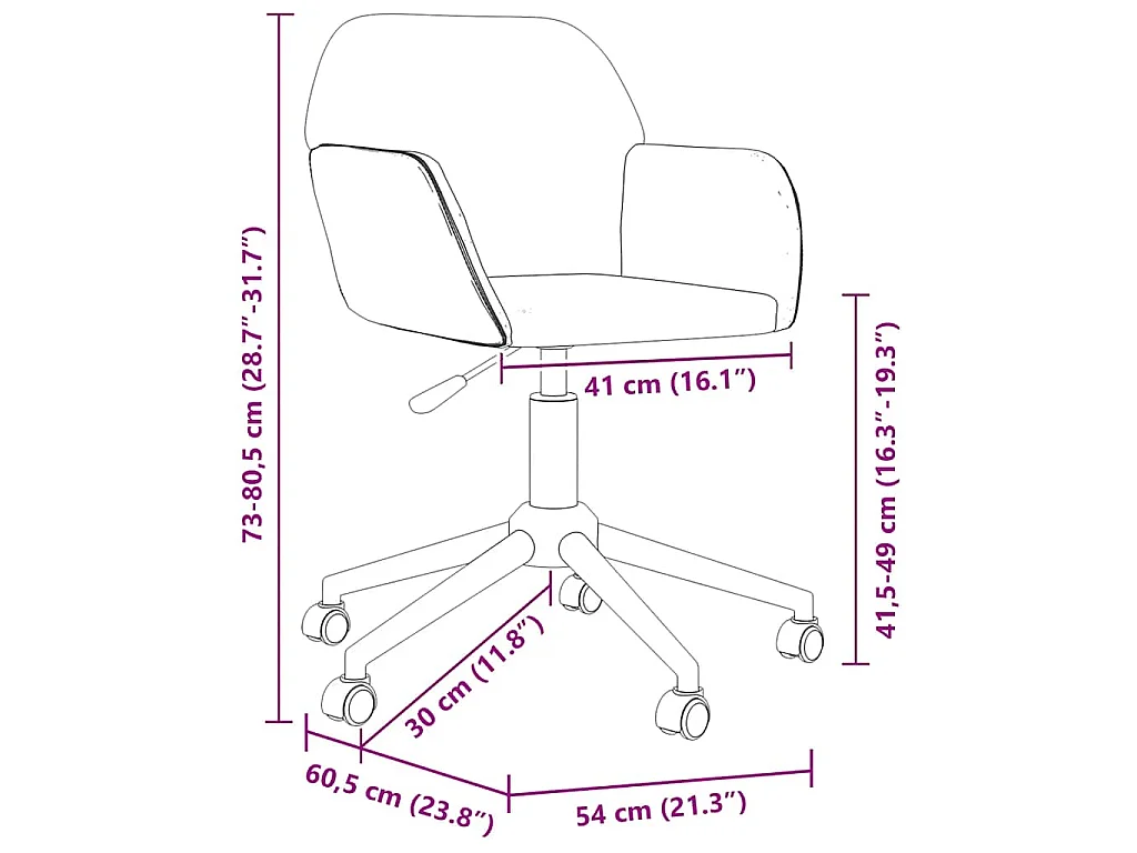Chaise pivotante de bureau Crème Tissu