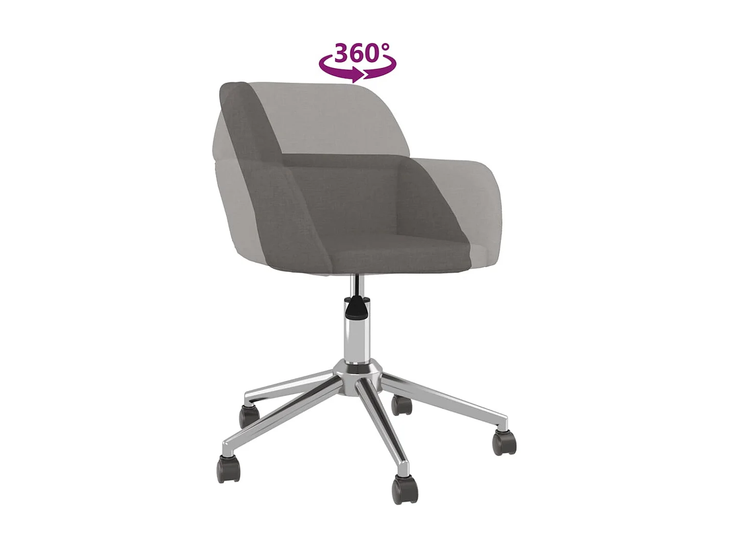 Sedia da Ufficio Girevole Grigio Scuro in Tessuto