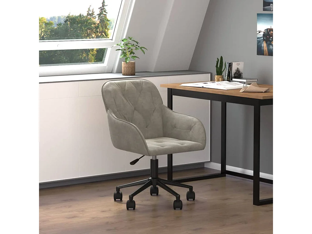 Chaise pivotante de bureau Gris clair Velours