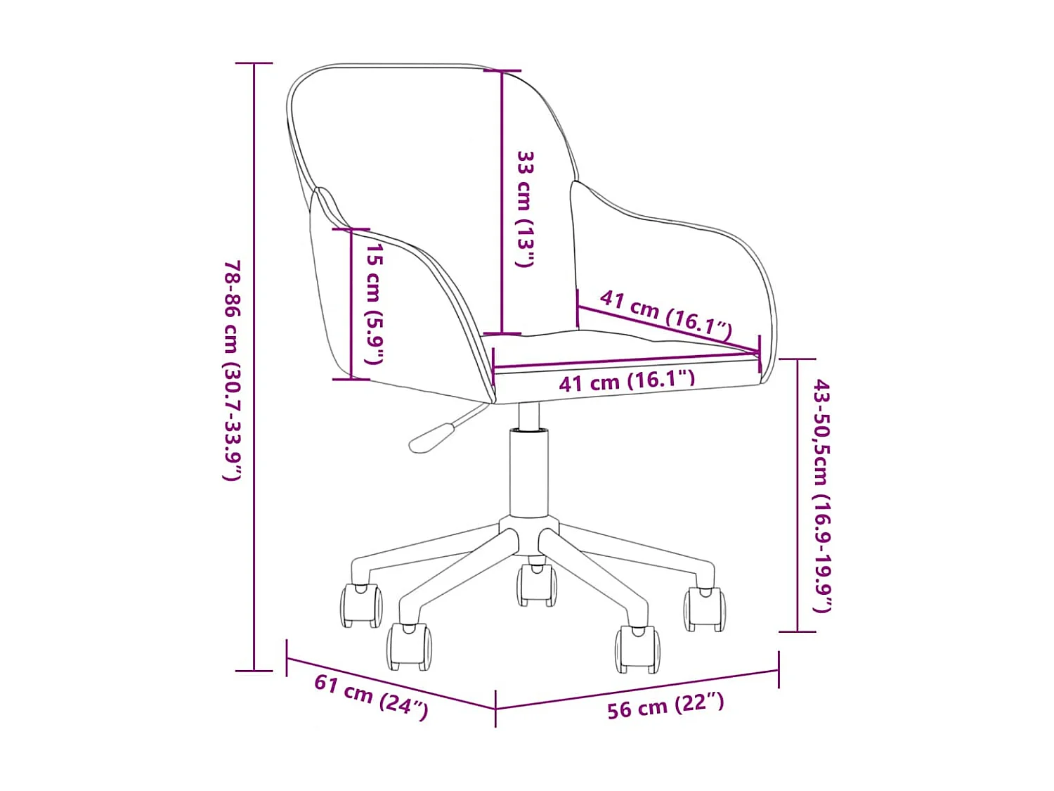 Chaise pivotante de bureau Gris clair Velours
