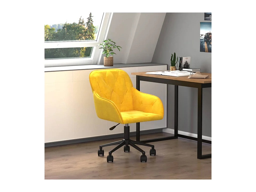 Chaise pivotante de bureau Jaune Velours