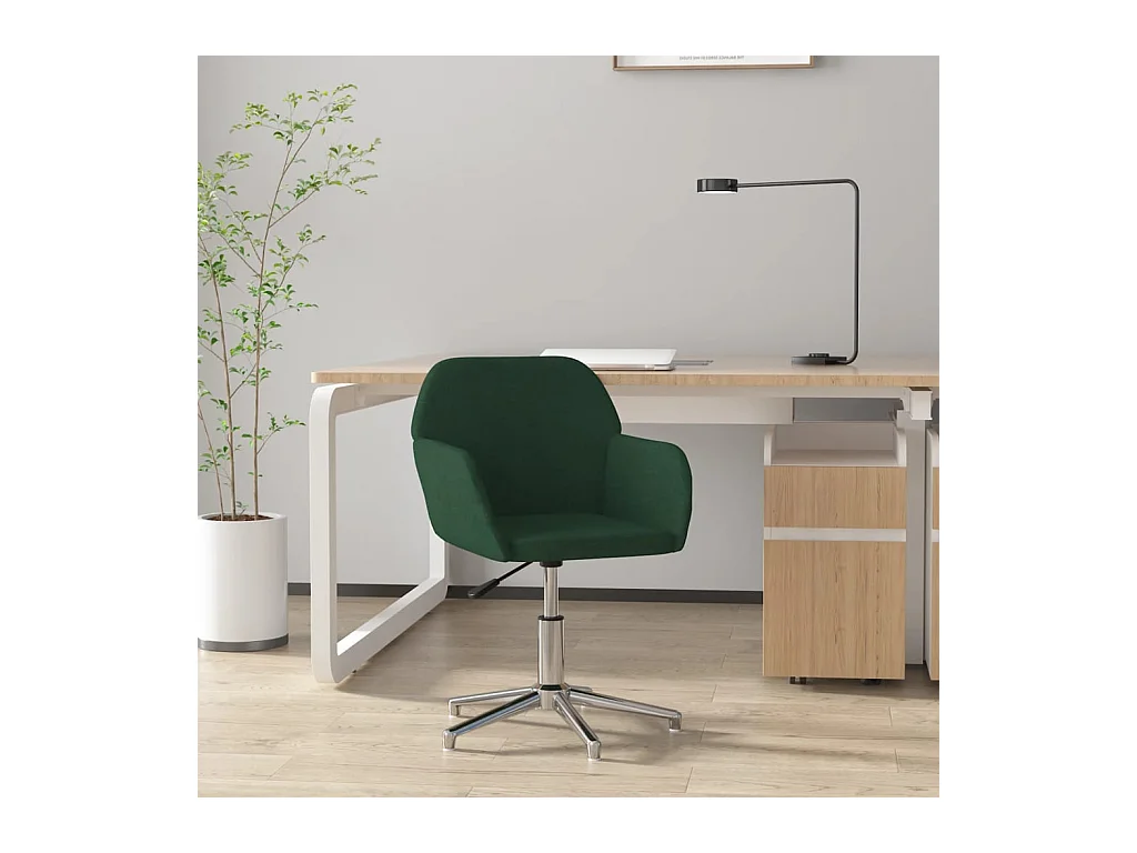 Chaise pivotante de bureau Vert foncé Tissu