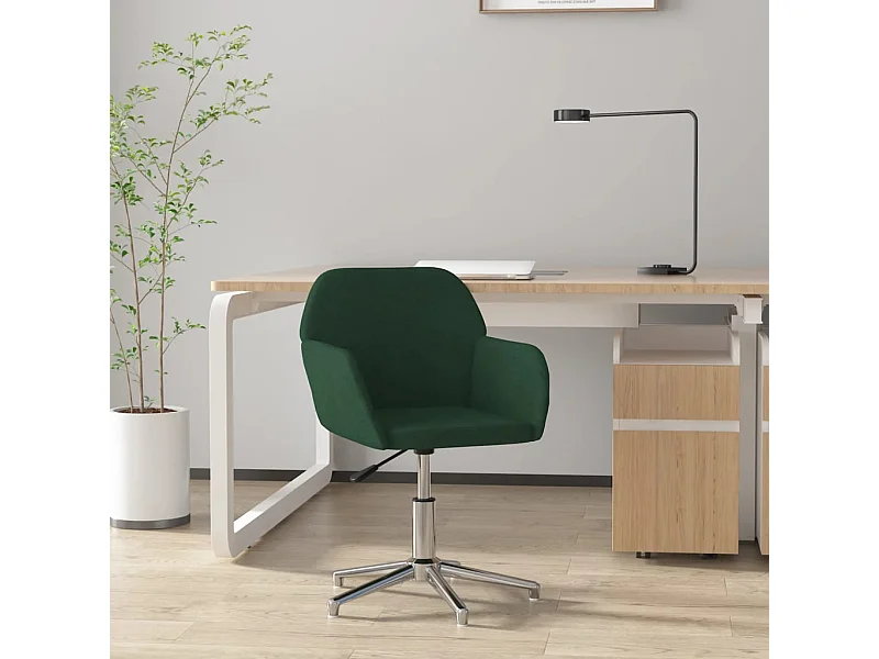 Sedia da Ufficio Girevole Verde Scuro in Tessuto
