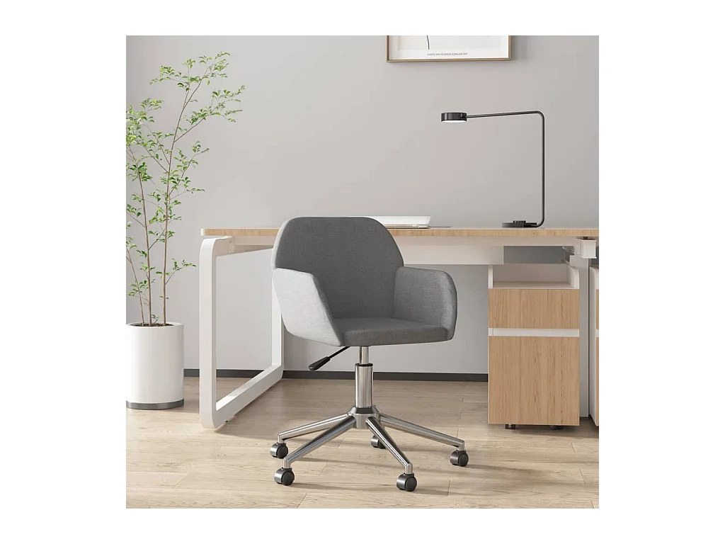 Chaise pivotante de bureau Gris clair Tissu
