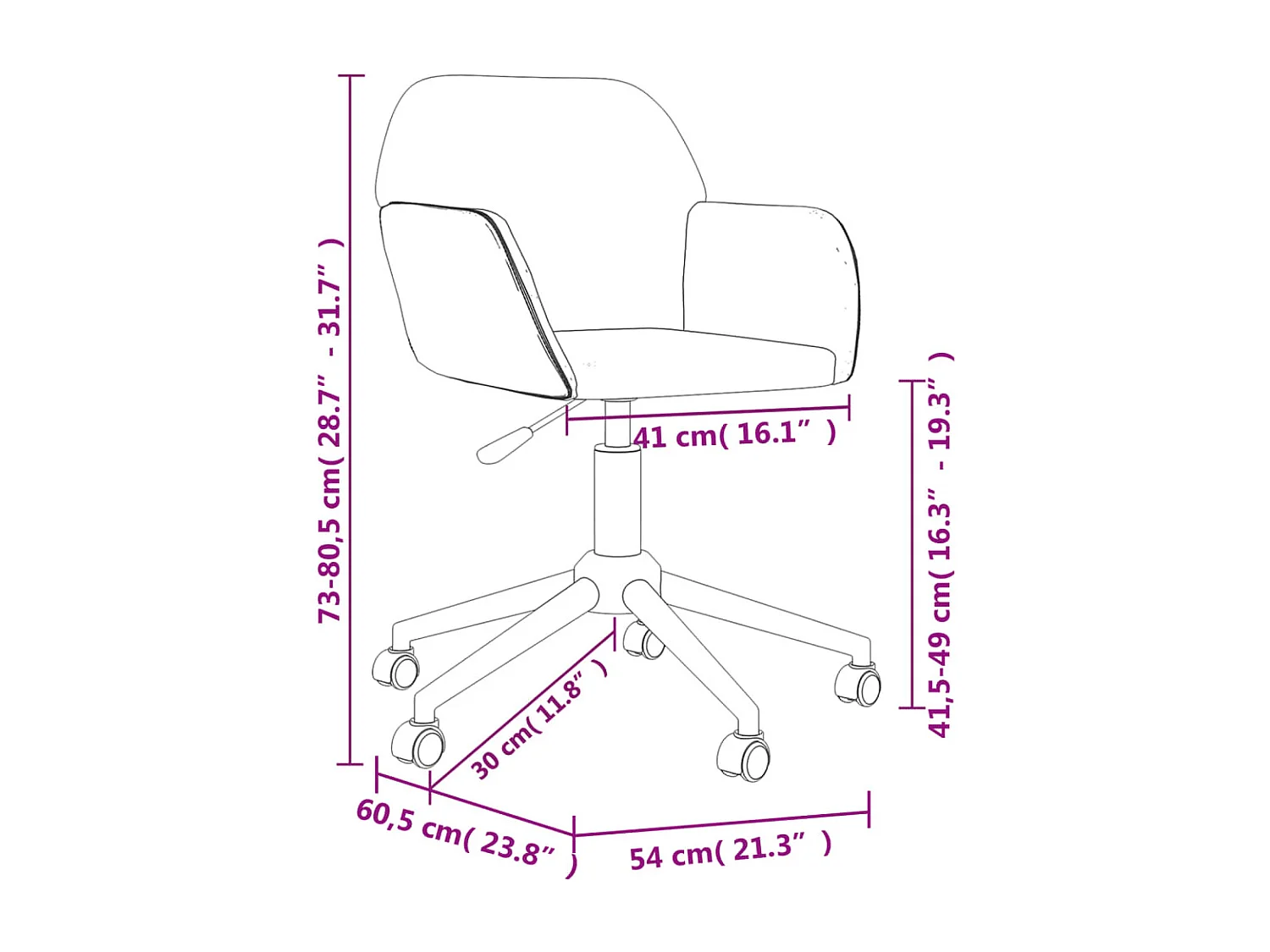 Chaise pivotante de bureau Noir Tissu