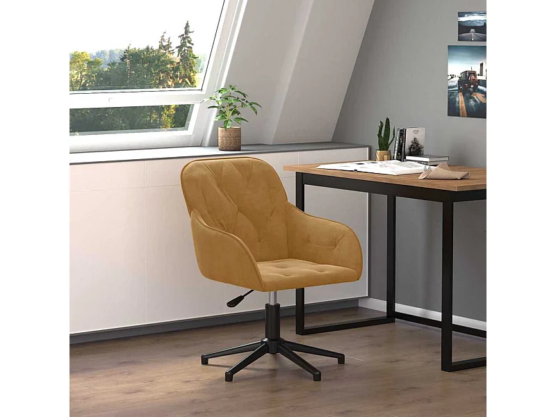 Chaise pivotante de bureau Marron Velours