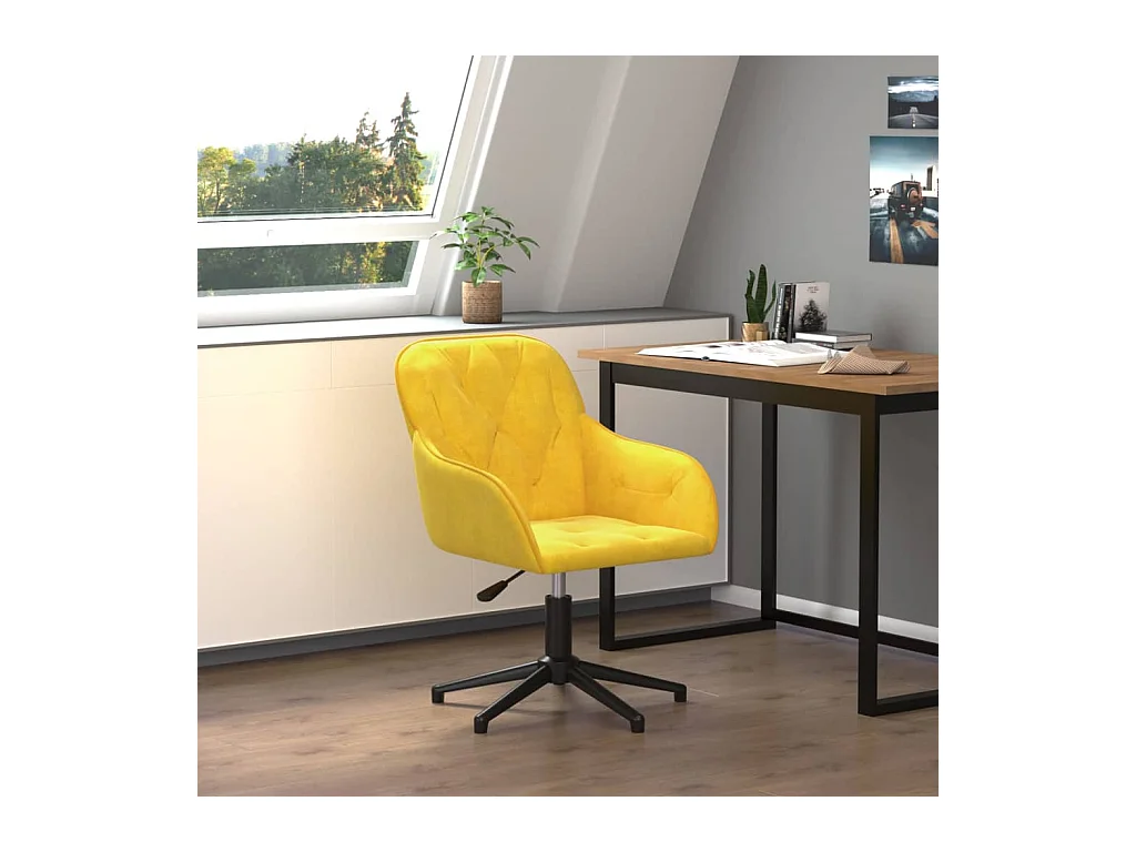 Chaise pivotante de bureau Jaune Velours