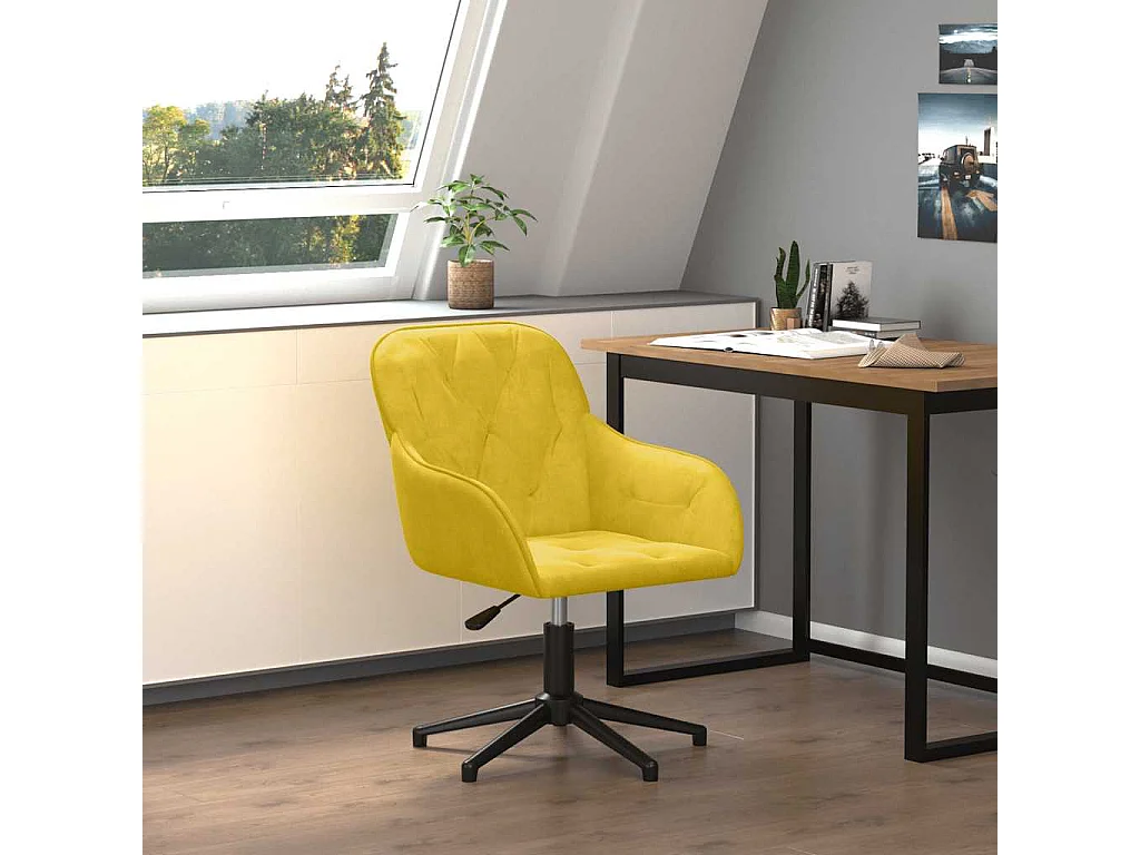 Chaise pivotante de bureau Jaune Velours