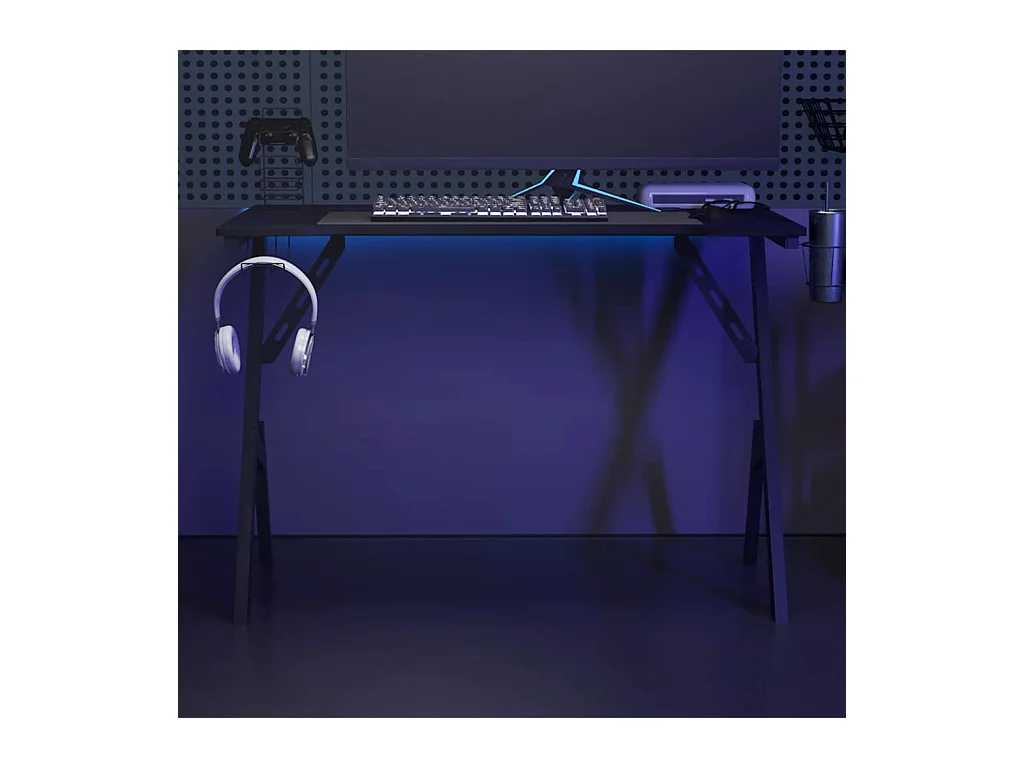 Bureau de jeu avec pieds en forme de Y Noir 110x60x75 cm