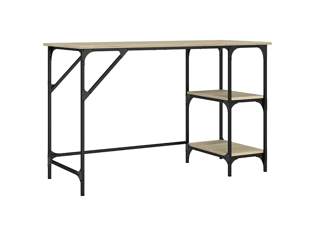 Scrivania Rovere Sonoma 120x50x75cm Metallo e Legno Multistrato