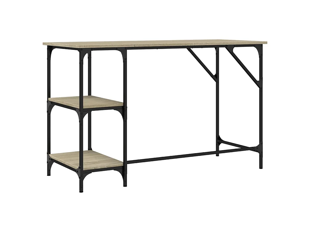 Scrivania Rovere Sonoma 120x50x75cm Metallo e Legno Multistrato