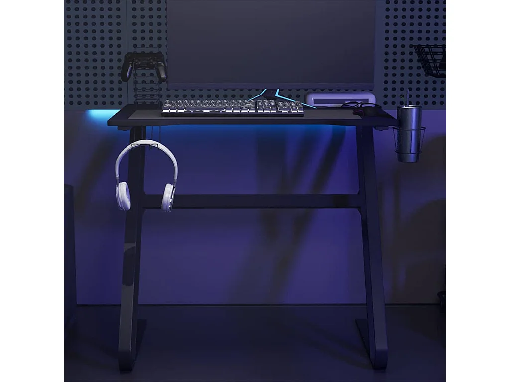 Bureau de jeu avec pieds en forme de ZZ Noir 90x60x75 cm