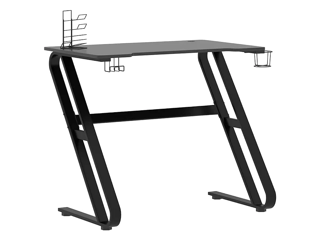 Bureau de jeu avec pieds en forme de ZZ Noir 90x60x75 cm
