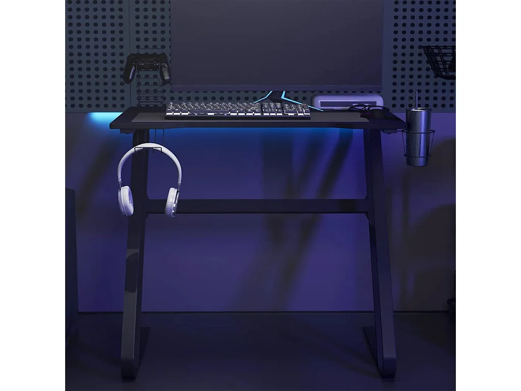 Bureau de jeu avec pieds en forme de ZZ Noir 90x60x75 cm