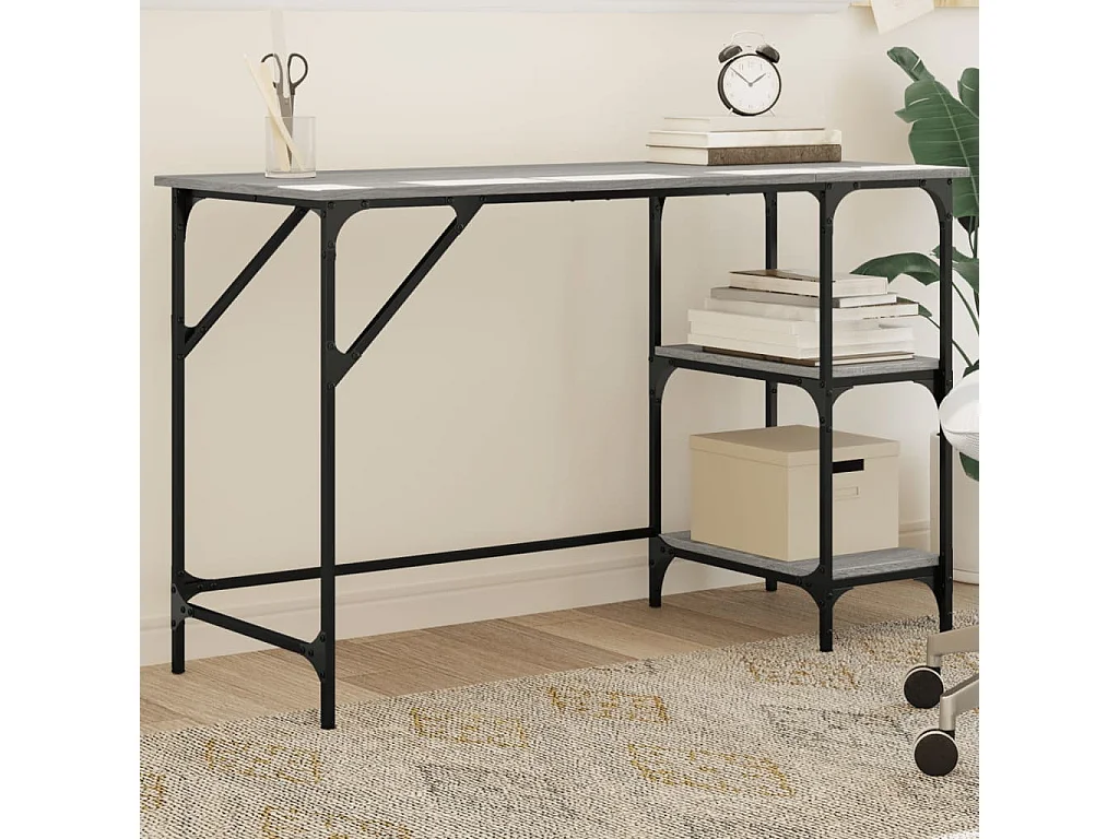 Bureau 120x50x75 cm metaal en bewerkt hout grijs sonoma eiken
