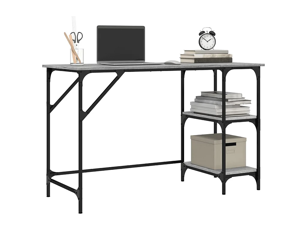 Bureau sonoma gris 120x50x75 cm métal et bois d'ingénierie