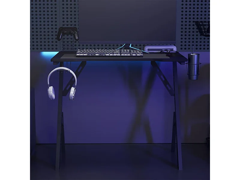 Gaming-Schreibtisch mit Y-Gestell Schwarz 90x60x75 cm