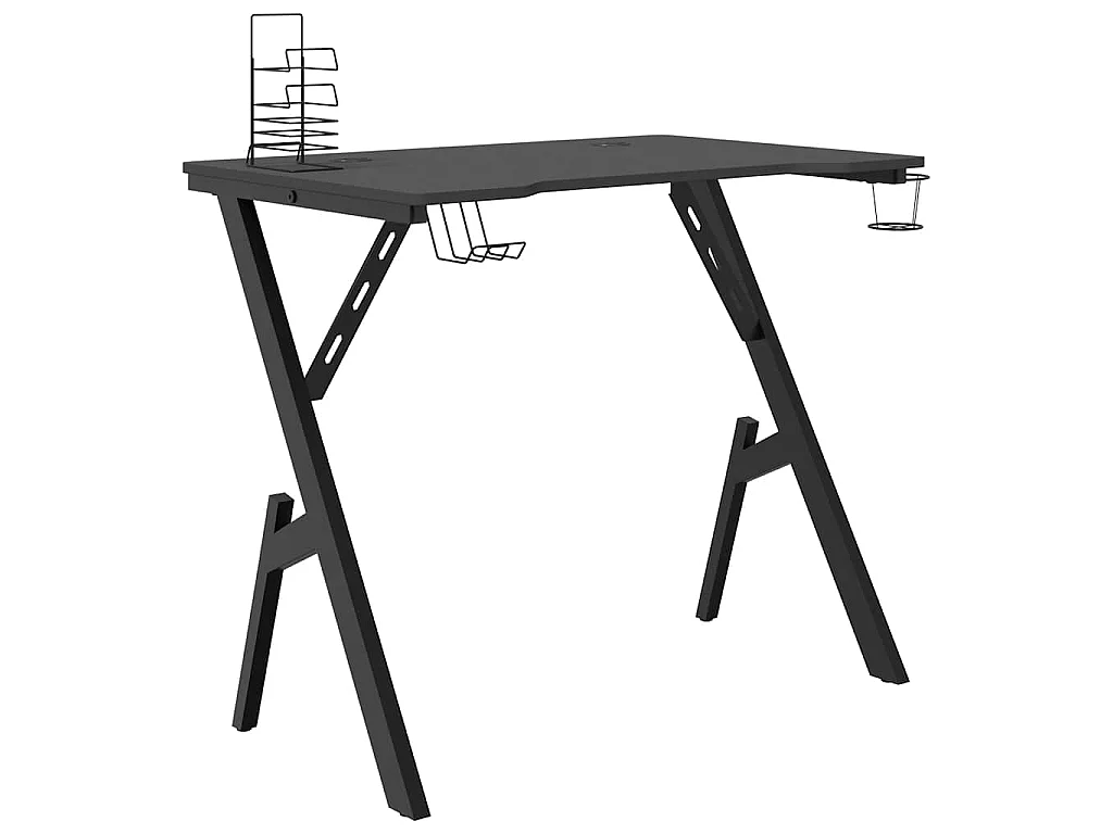 Bureau de jeu avec pieds en forme de Y Noir 90x60x75 cm