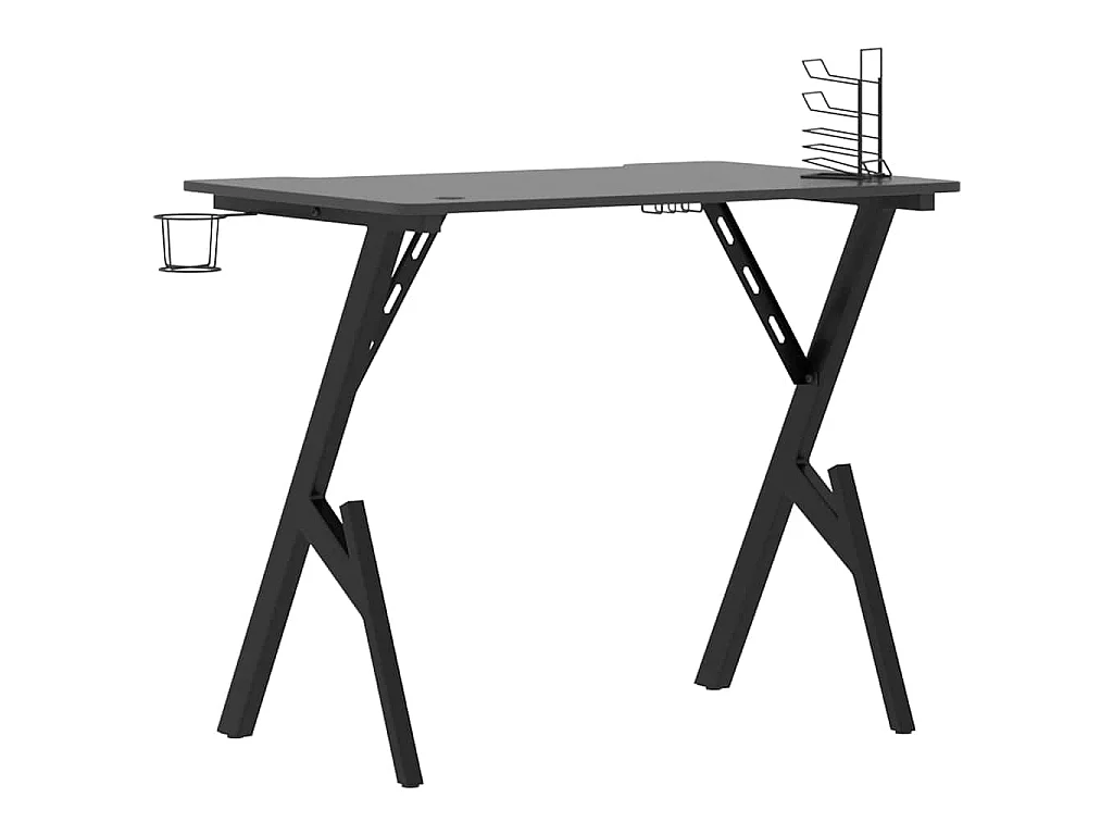 Secretária de gaming c/ pernas em forma de Y 90x60x75 cm preto