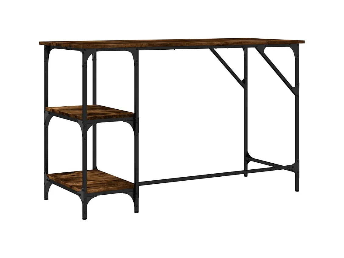 Bureau chêne fumé 120x50x75 cm métal et bois d'ingénierie