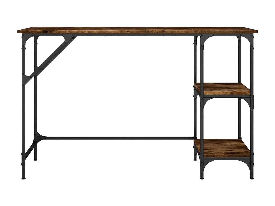 Bureau chêne fumé 120x50x75 cm métal et bois d'ingénierie