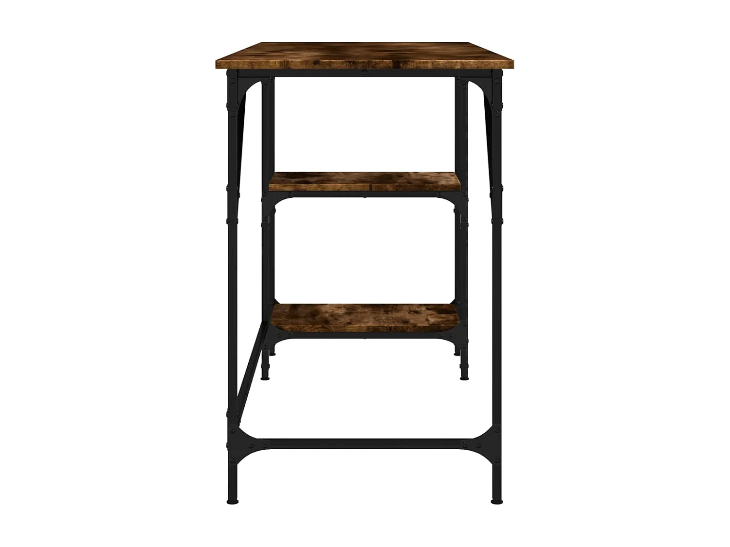Bureau chêne fumé 120x50x75 cm métal et bois d'ingénierie