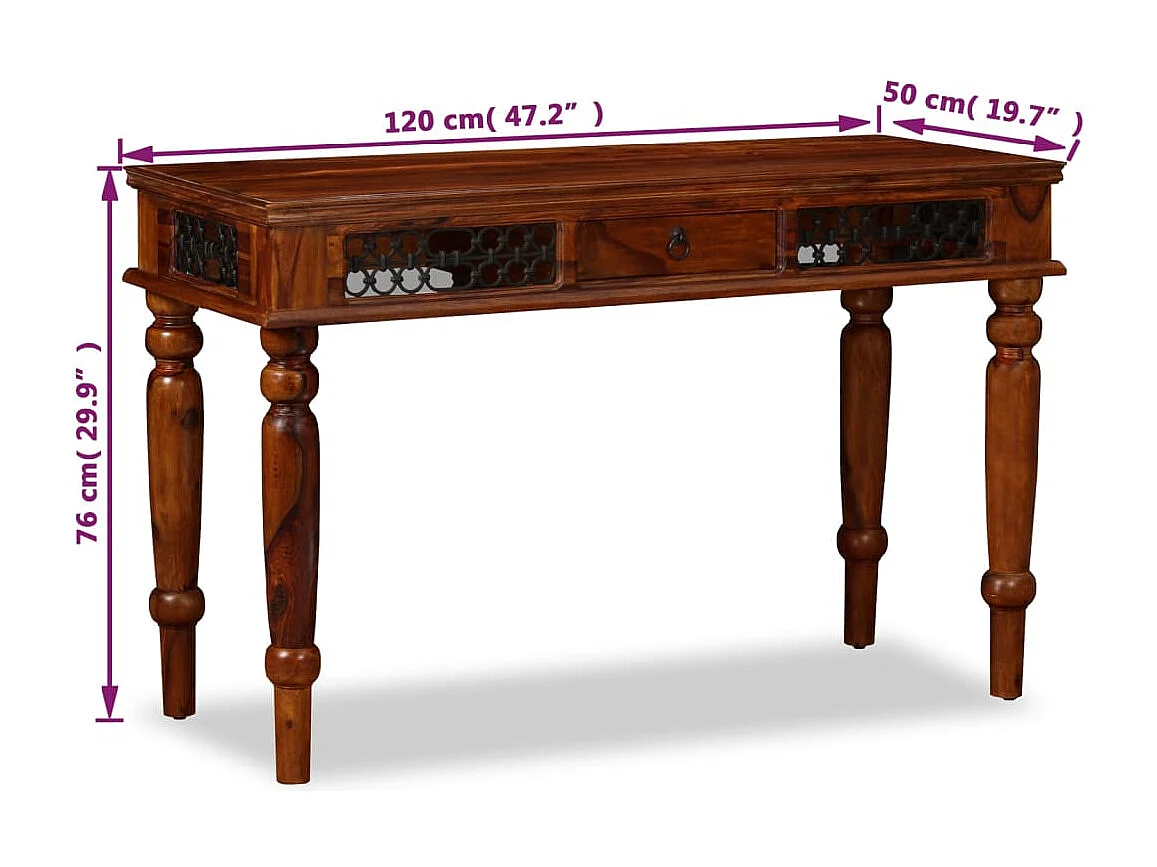 Table d'écriture Bois massif de Sesham 120 x 50 x 76 cm