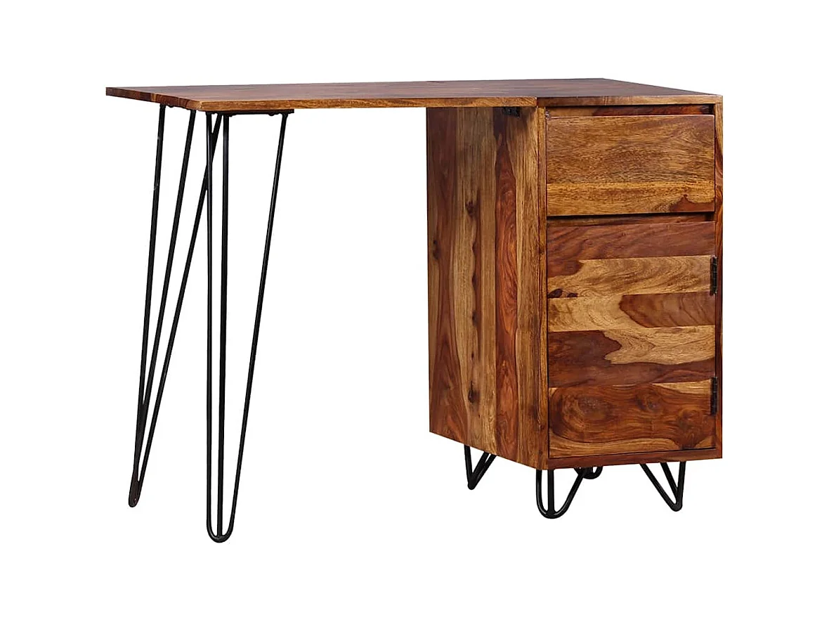 Schrijftafel met 1 lade en 1 kastje massief acaciahout