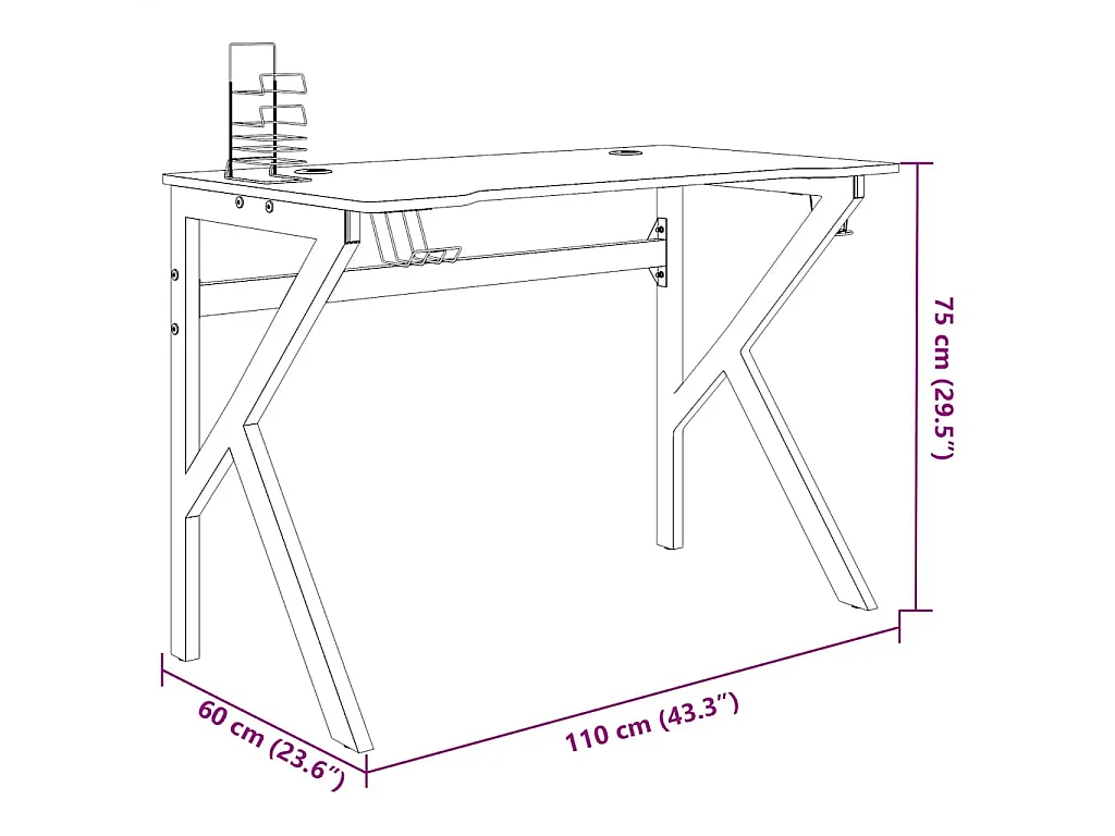 Gaming-Schreibtisch mit K-Gestell Schwarz und Rot 110x60x75 cm