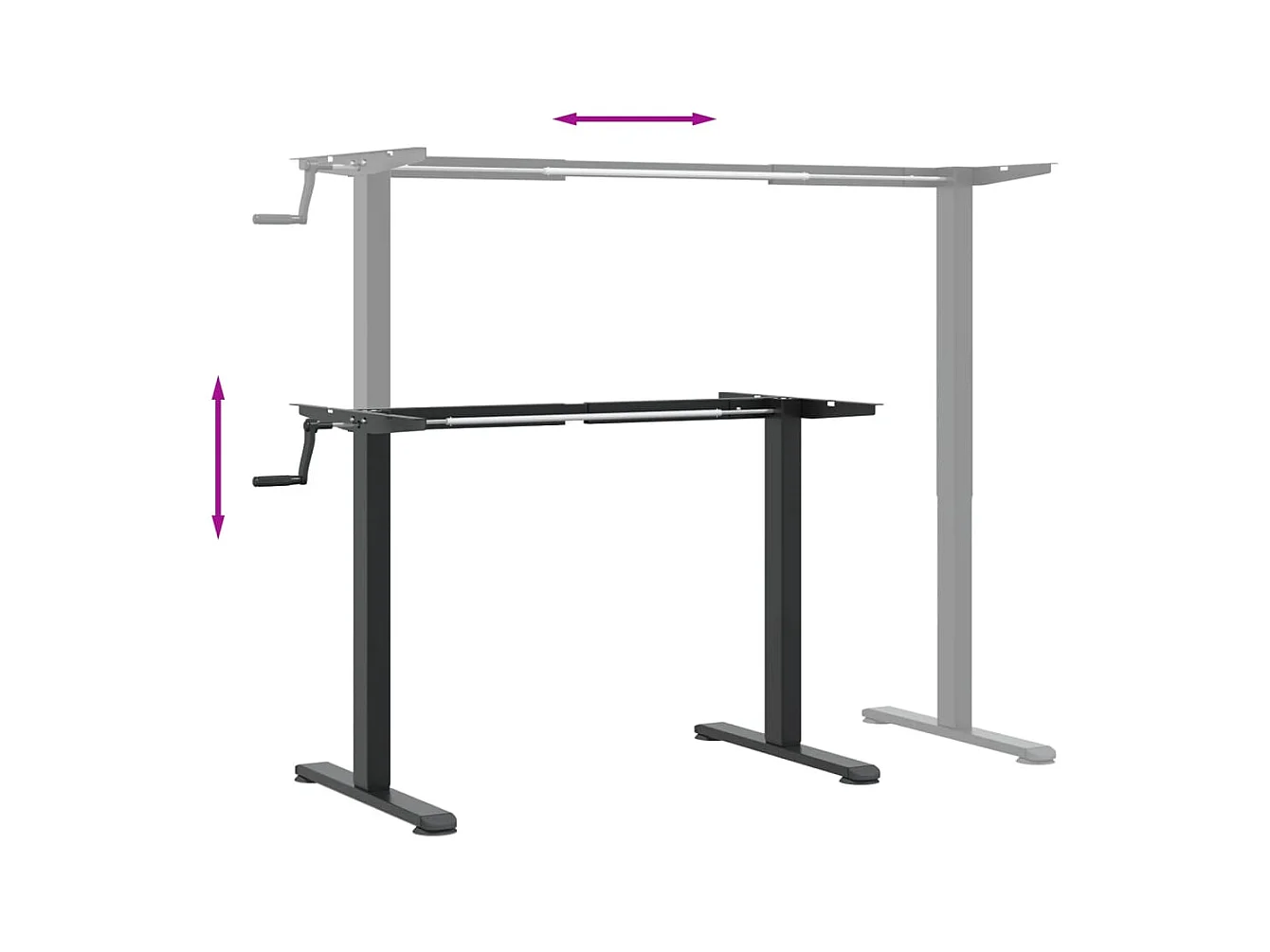 Cadre de bureau debout noir (94-135)x60x(70-114) cm acier