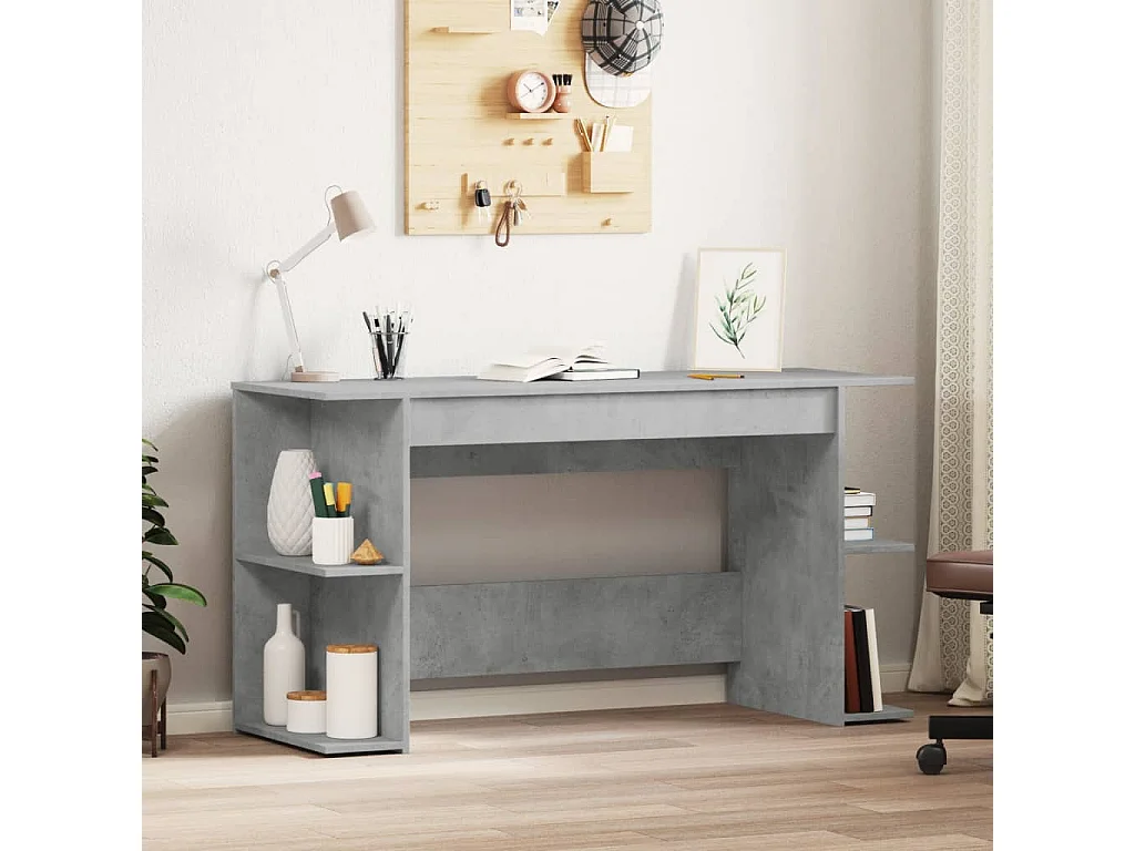 Bureau gris béton 140x50x75 cm bois d'ingénierie