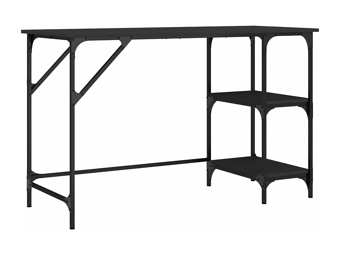 Bureau noir 120x50x75 cm métal et bois d'ingénierie