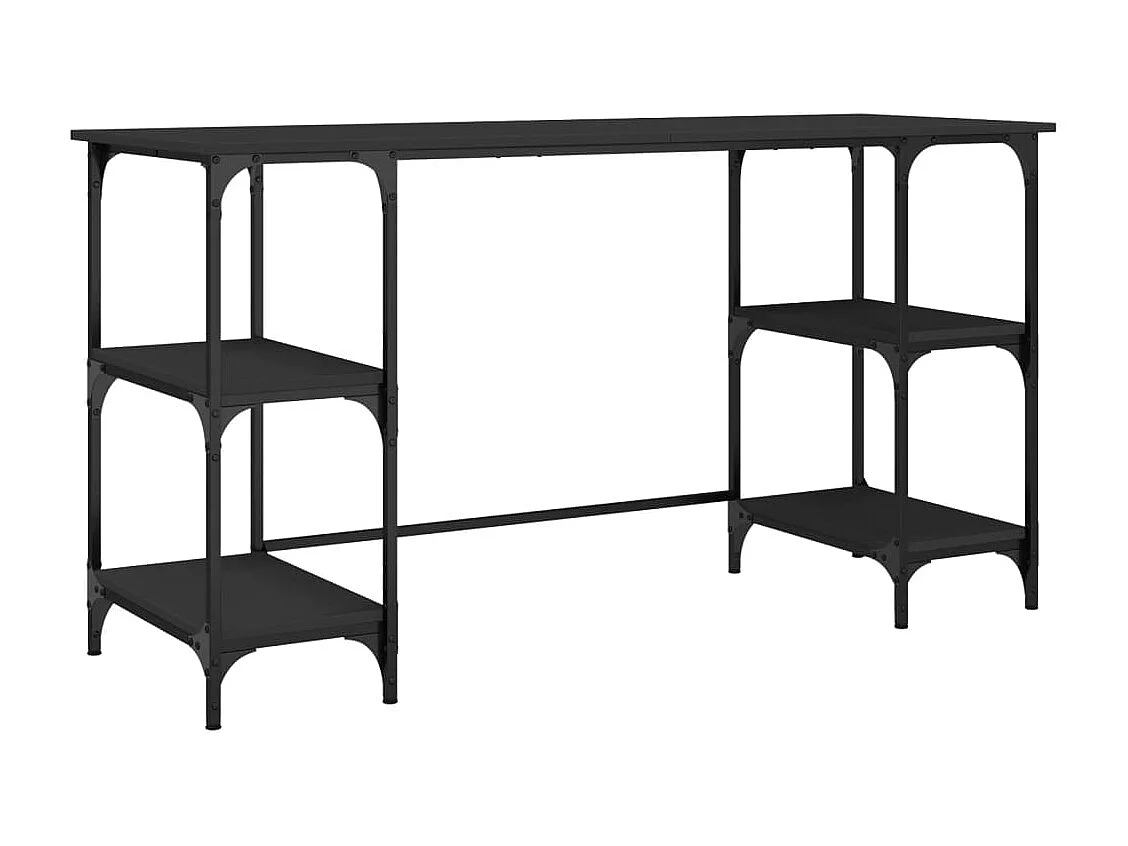 Bureau noir 140x50x75 cm métal et bois d'ingénierie
