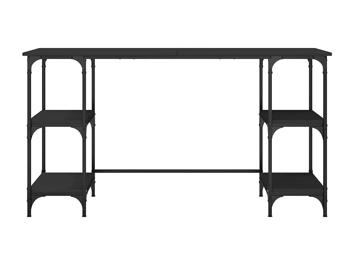 Bureau noir 140x50x75 cm métal et bois d'ingénierie