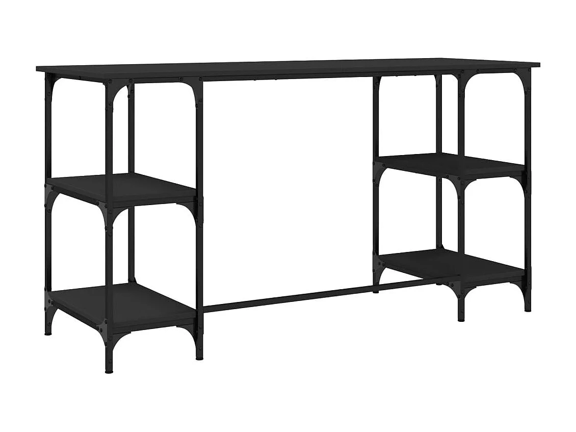 Bureau noir 140x50x75 cm métal et bois d'ingénierie