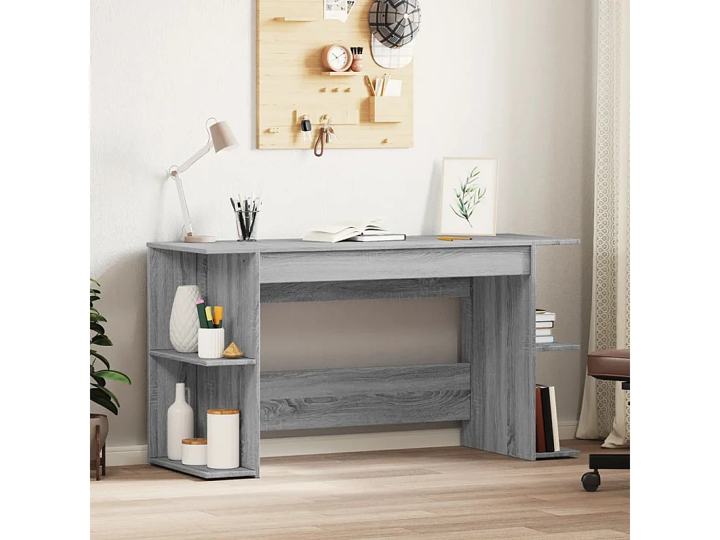 Bureau sonoma gris 140x50x75 cm bois d'ingénierie