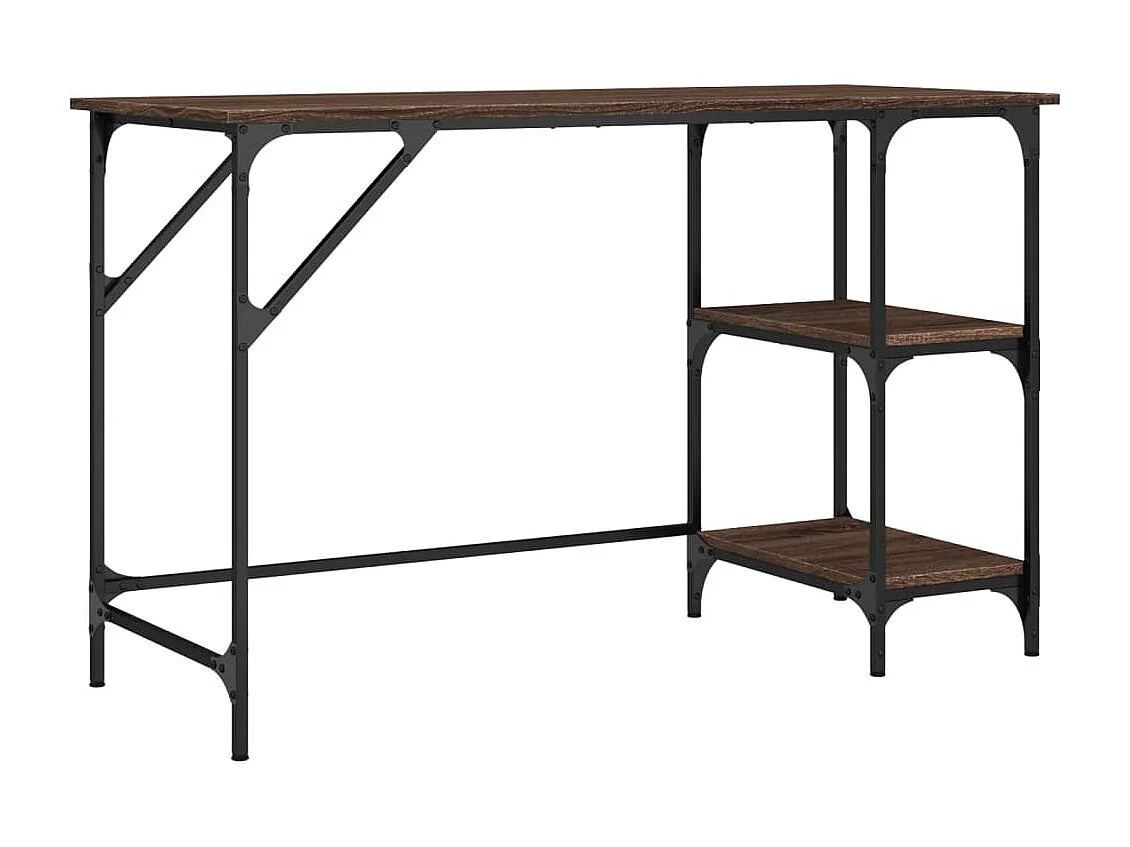 Bureau chêne marron 120x50x75 cm métal et bois d'ingénierie
