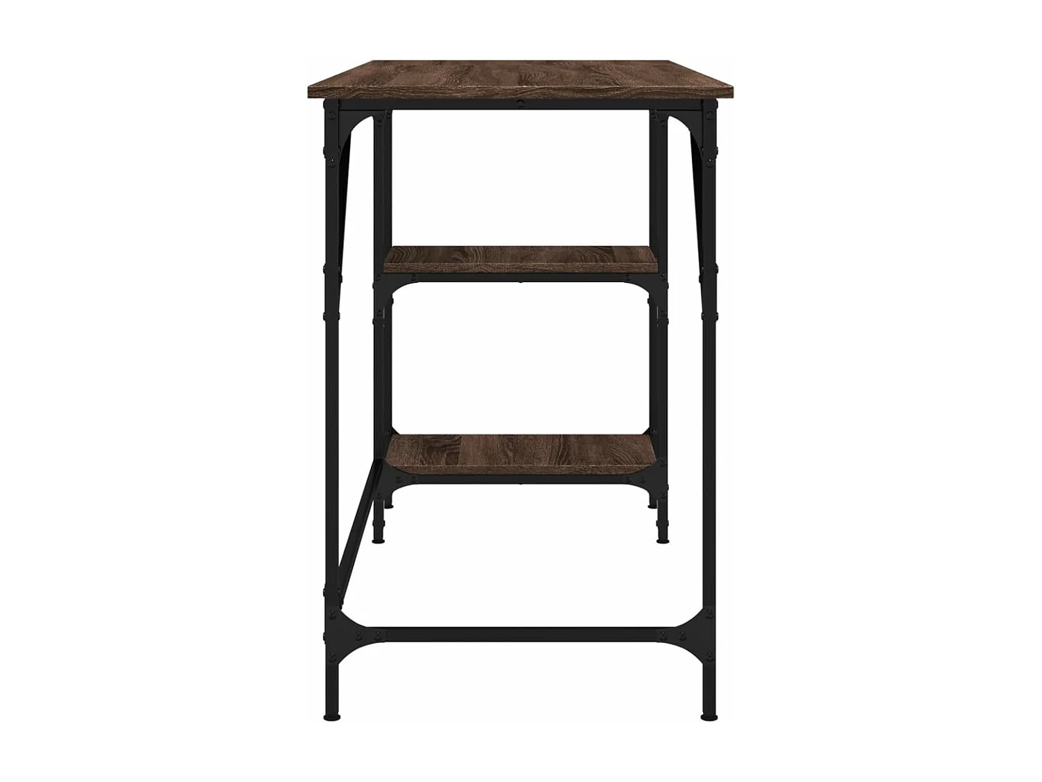 Bureau chêne marron 120x50x75 cm métal et bois d'ingénierie