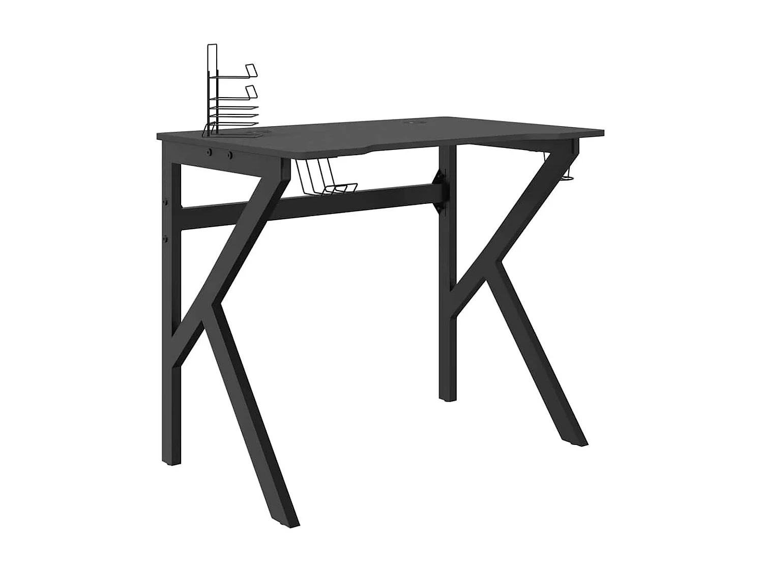 Gamingbureau met K-vormige poten 90x60x75 cm zwart