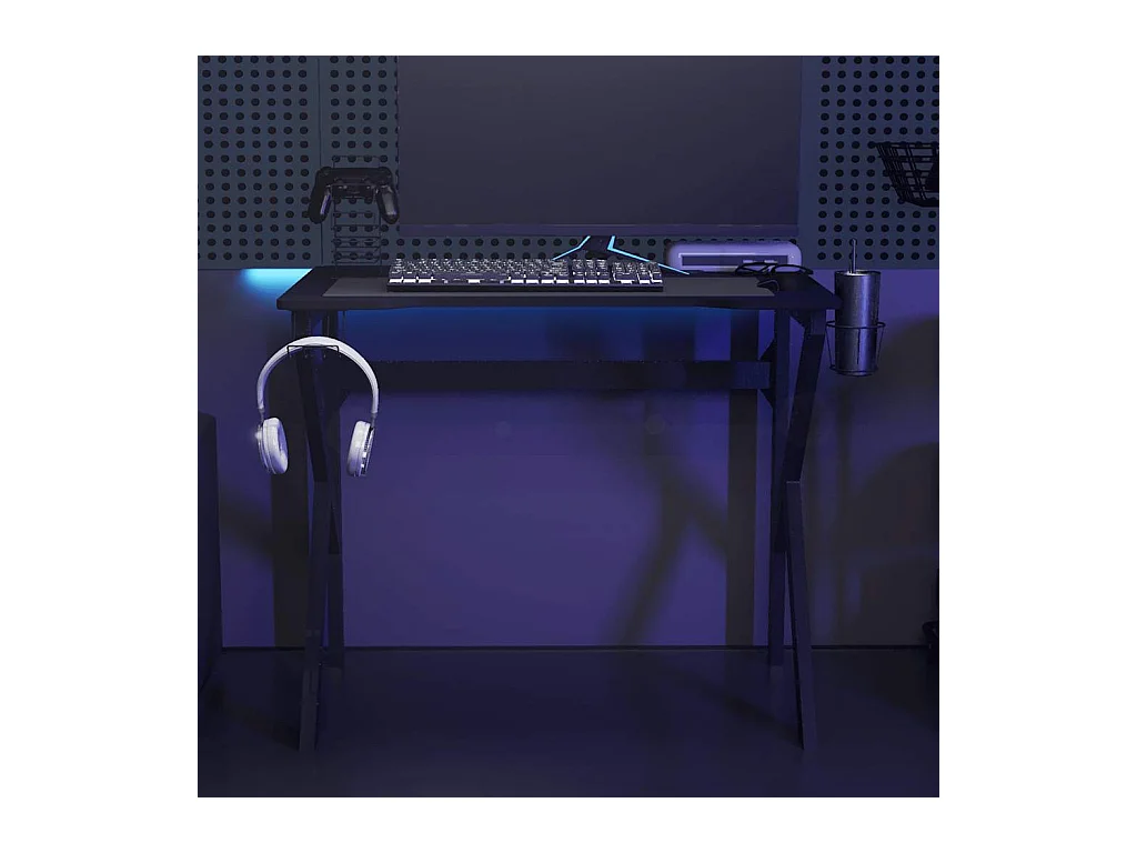 Bureau de jeu avec pieds en forme de K Noir 90x60x75 cm