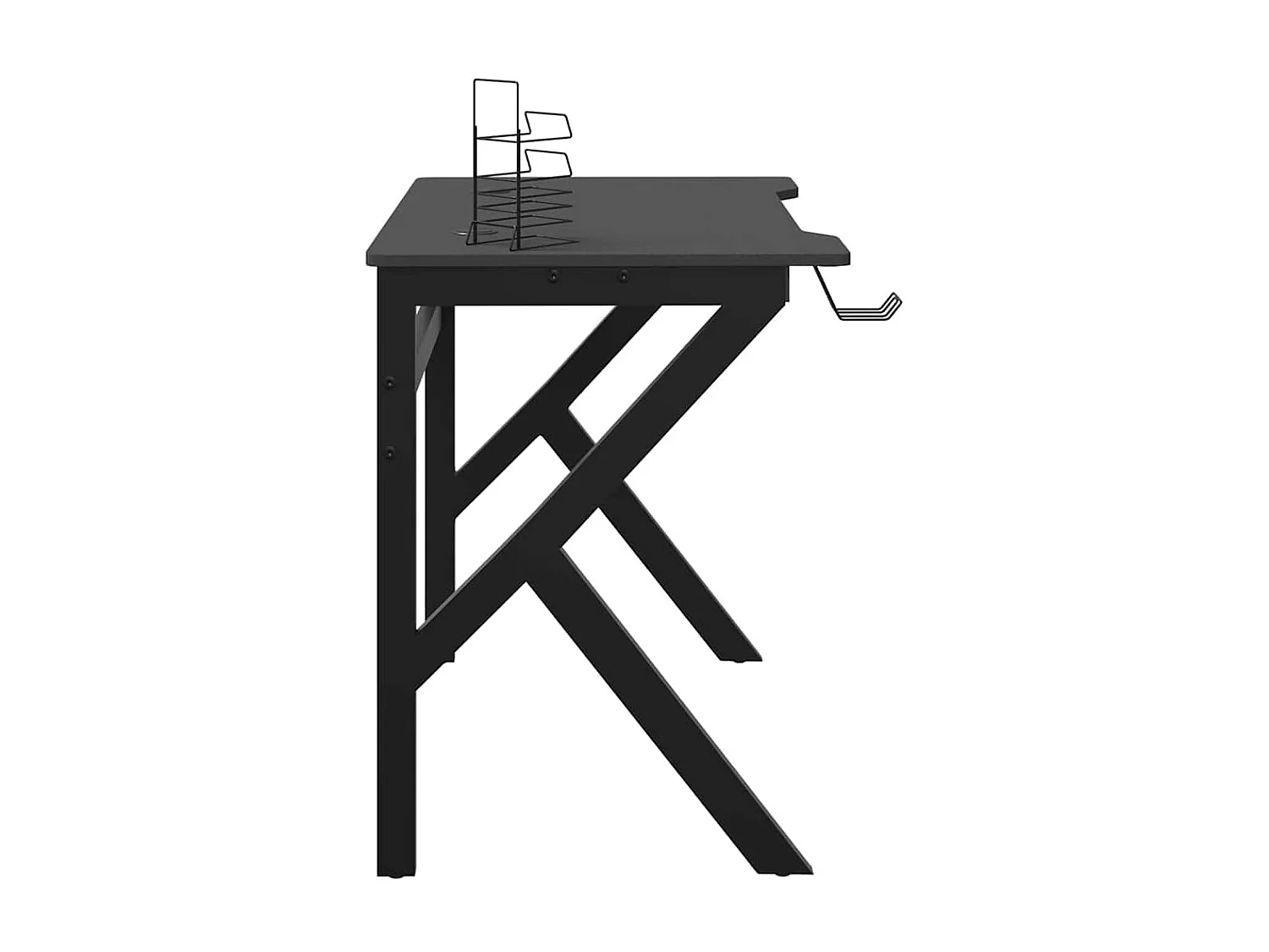 Bureau de jeu avec pieds en forme de K Noir 90x60x75 cm