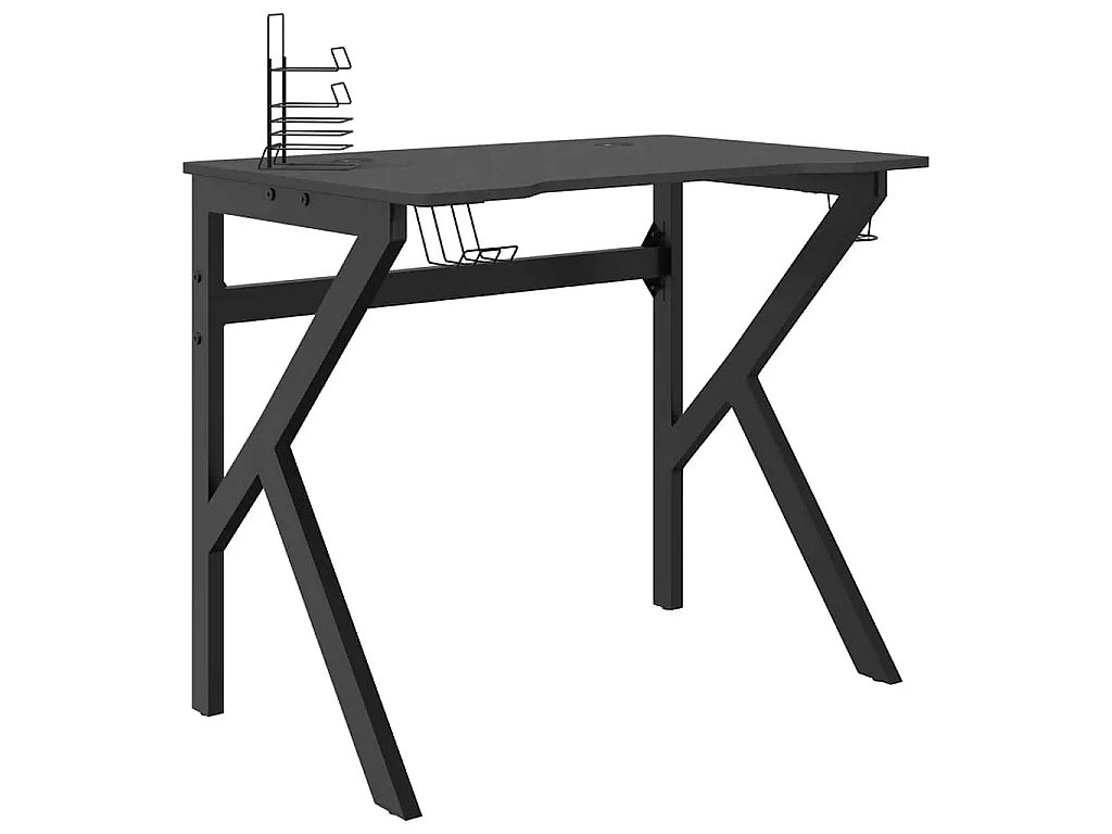 Bureau de jeu avec pieds en forme de K Noir 90x60x75 cm