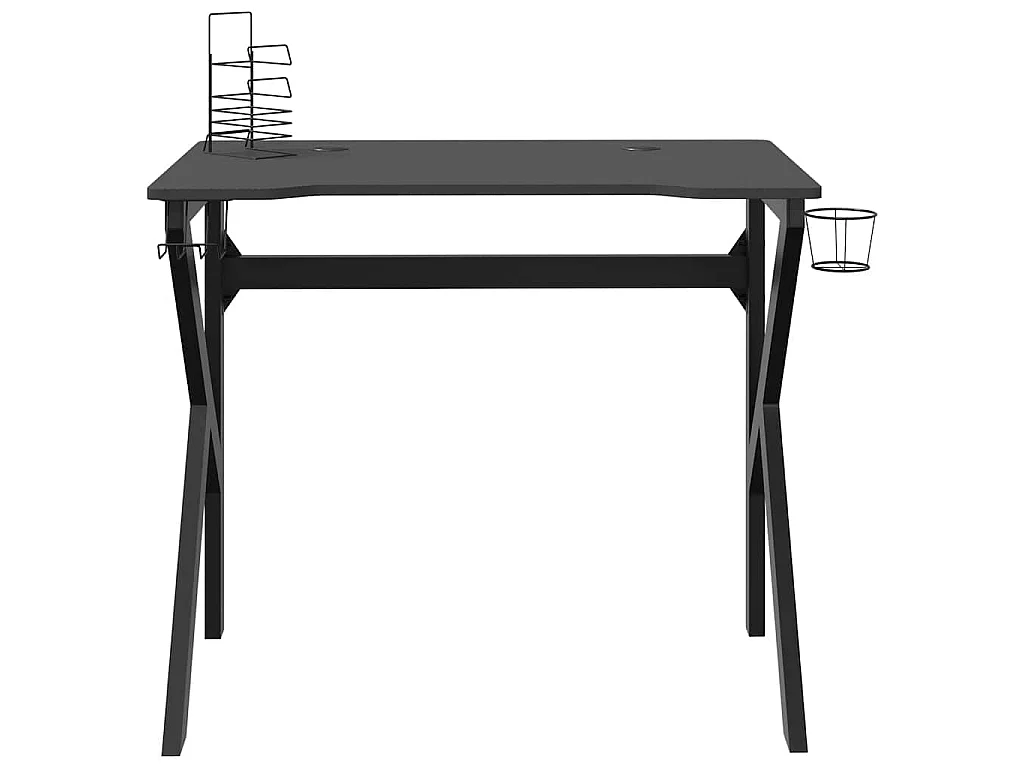 Bureau de jeu avec pieds en forme de K Noir 90x60x75 cm